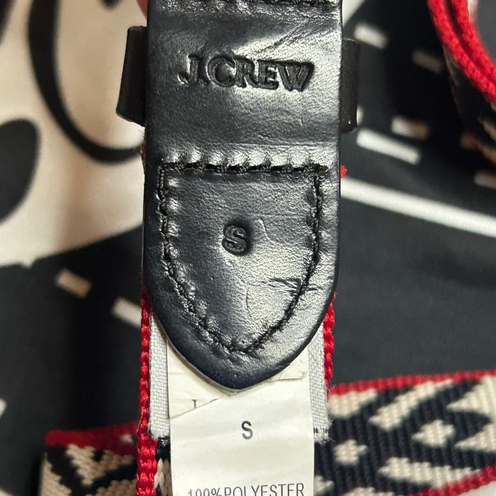 J.Crew Southwestern Woven Belt Black Red Geometric Navajo Tribal Pattern Small - Picture 7 of 9